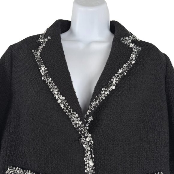 Talbots Tweed Blazer Jacket Womens Size 10 Black White Cotton Office CJ-1884 - Picture 3 of 8